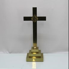 18" Brass Tri-Step Altar Cross SKU C710-610